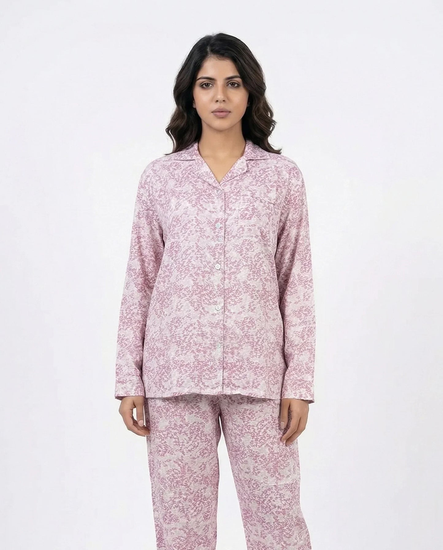 Sajiero Linen Pajama Suit Rose Cloud