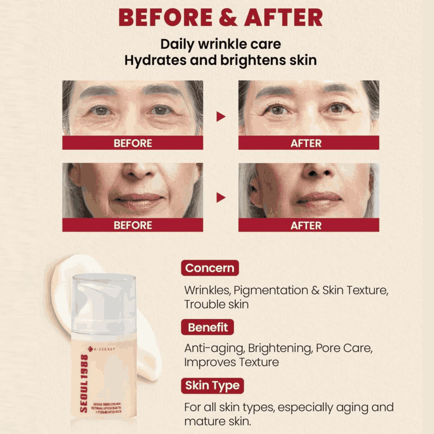 K-Secret Seoul 1988 Retinal Liposome 1% + Fermented Rice Cream