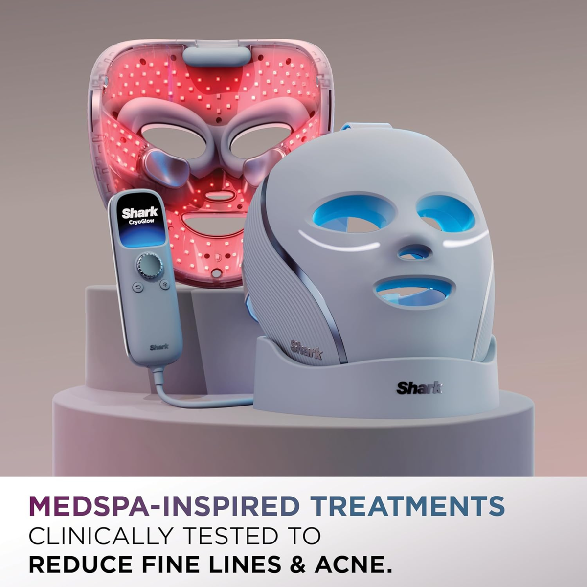 Shark CryoGlow LED Face Mask with Under-Eye Cooling, Anti-Ageing & Repair
