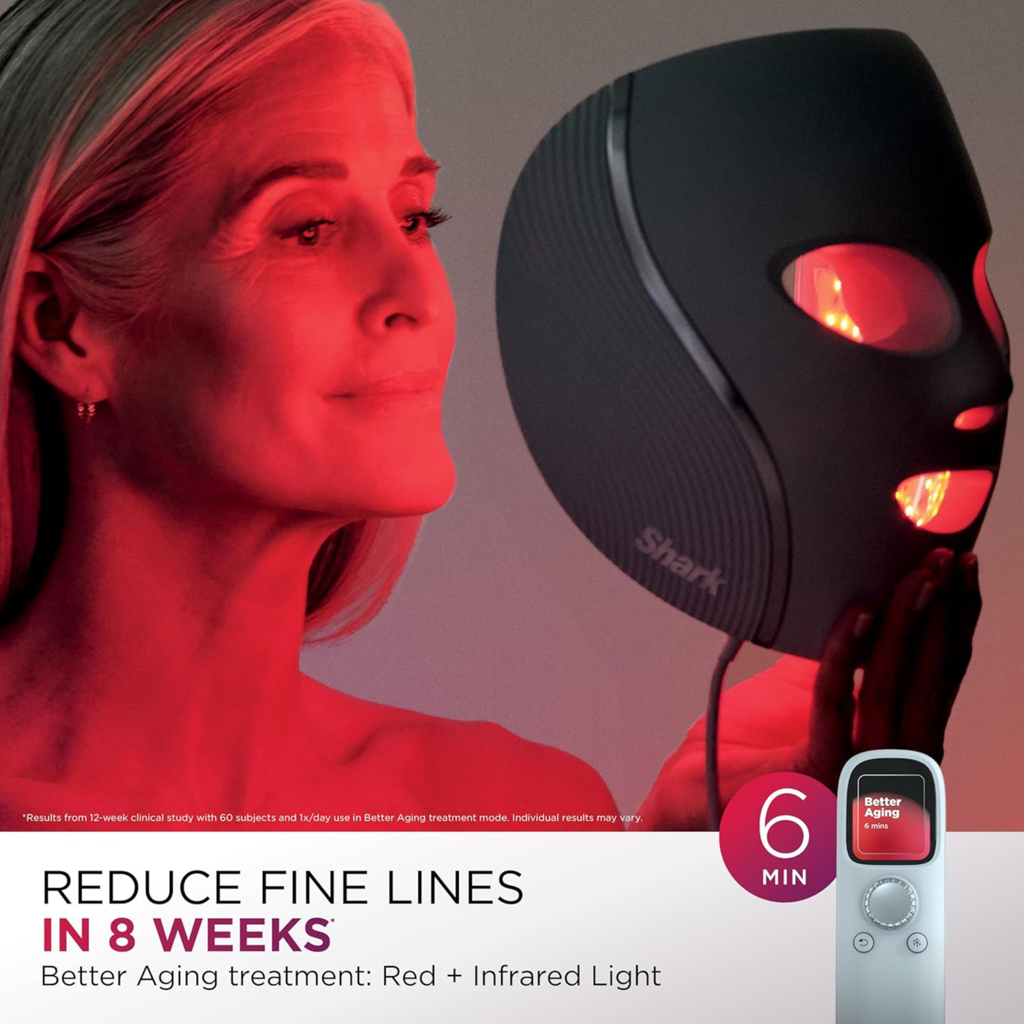 Shark CryoGlow LED Face Mask with Under-Eye Cooling, Anti-Ageing & Repair