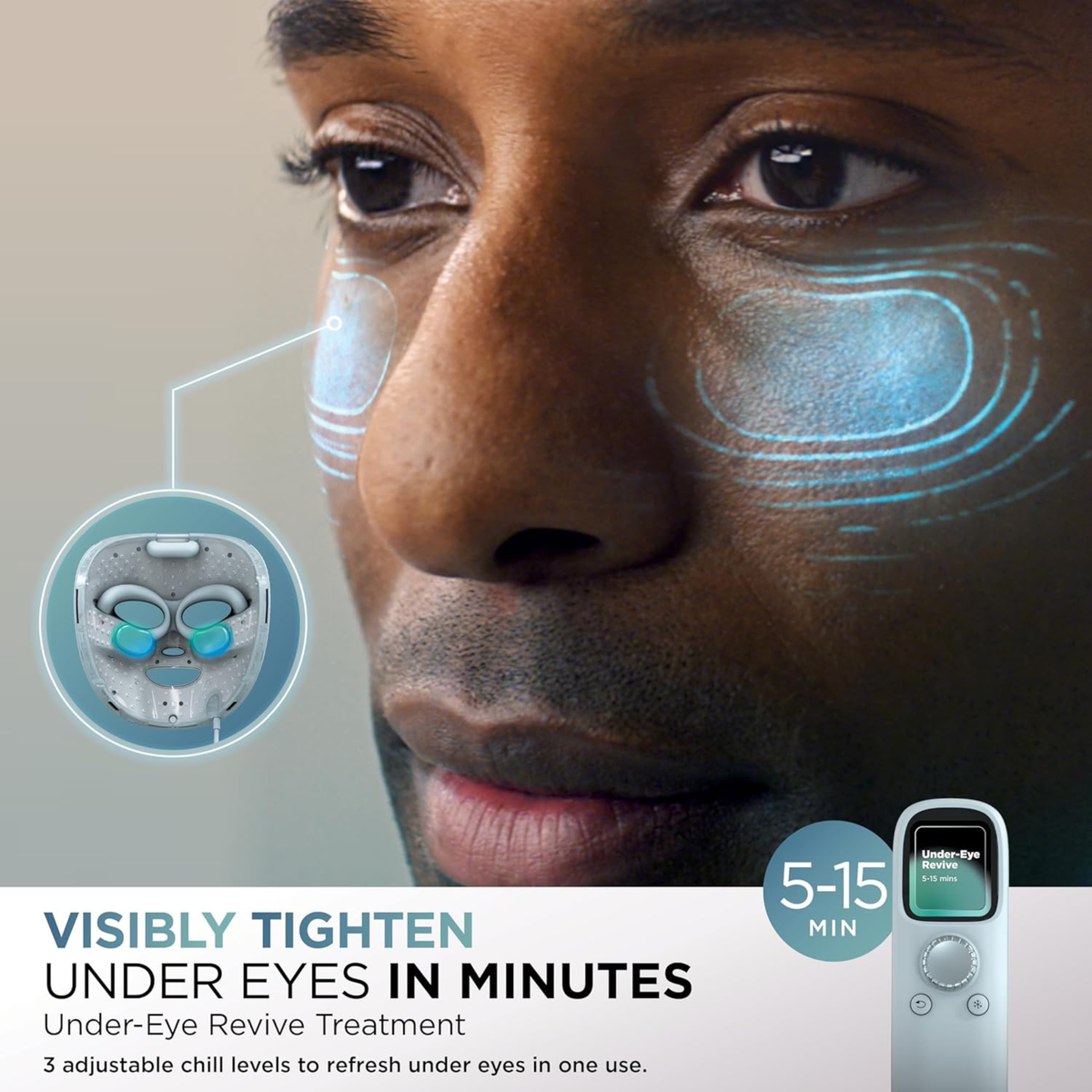 Shark CryoGlow LED Face Mask with Under-Eye Cooling, Anti-Ageing & Repair