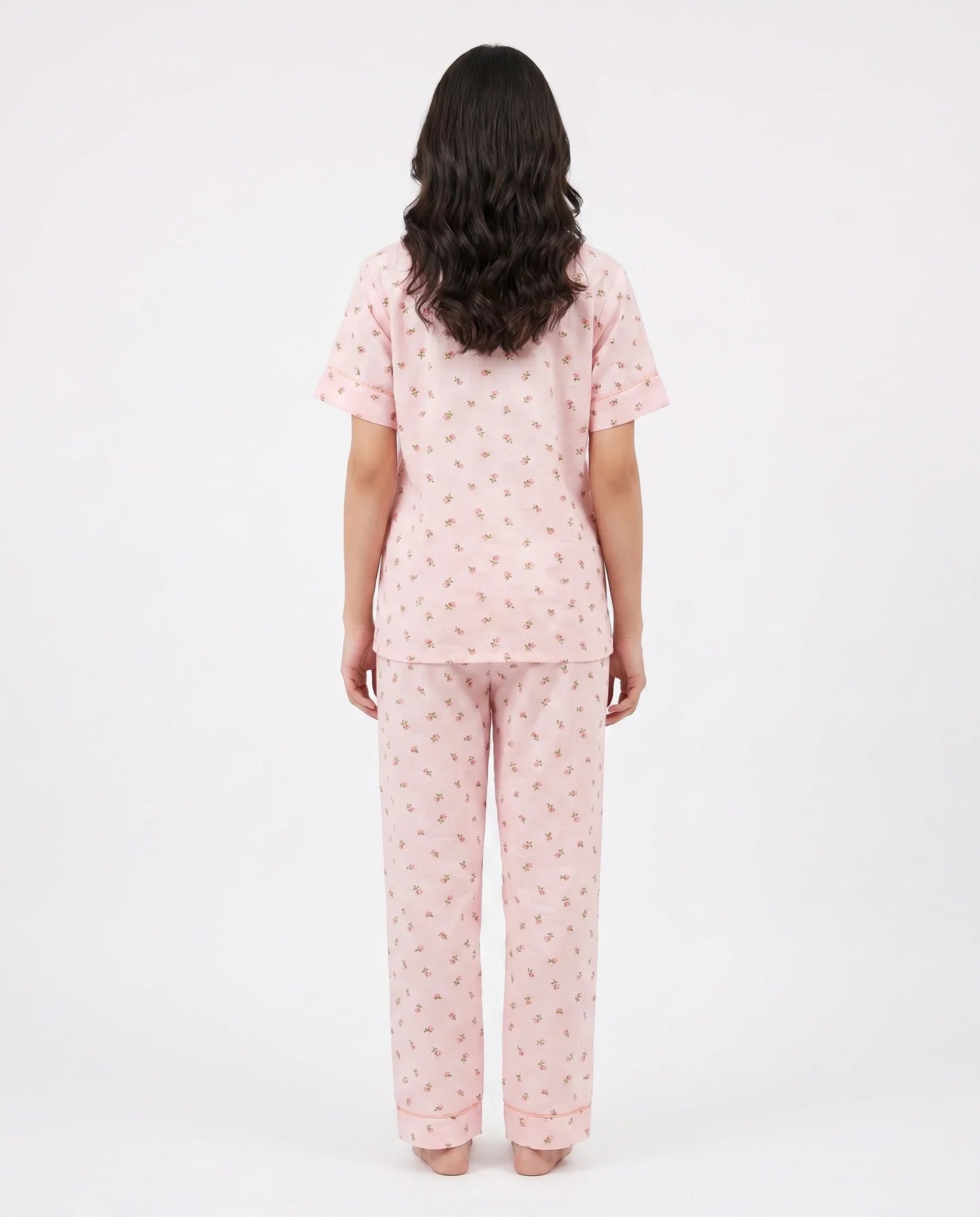 Sajiero Summer Crinkled Pajama Suit Flora Pink