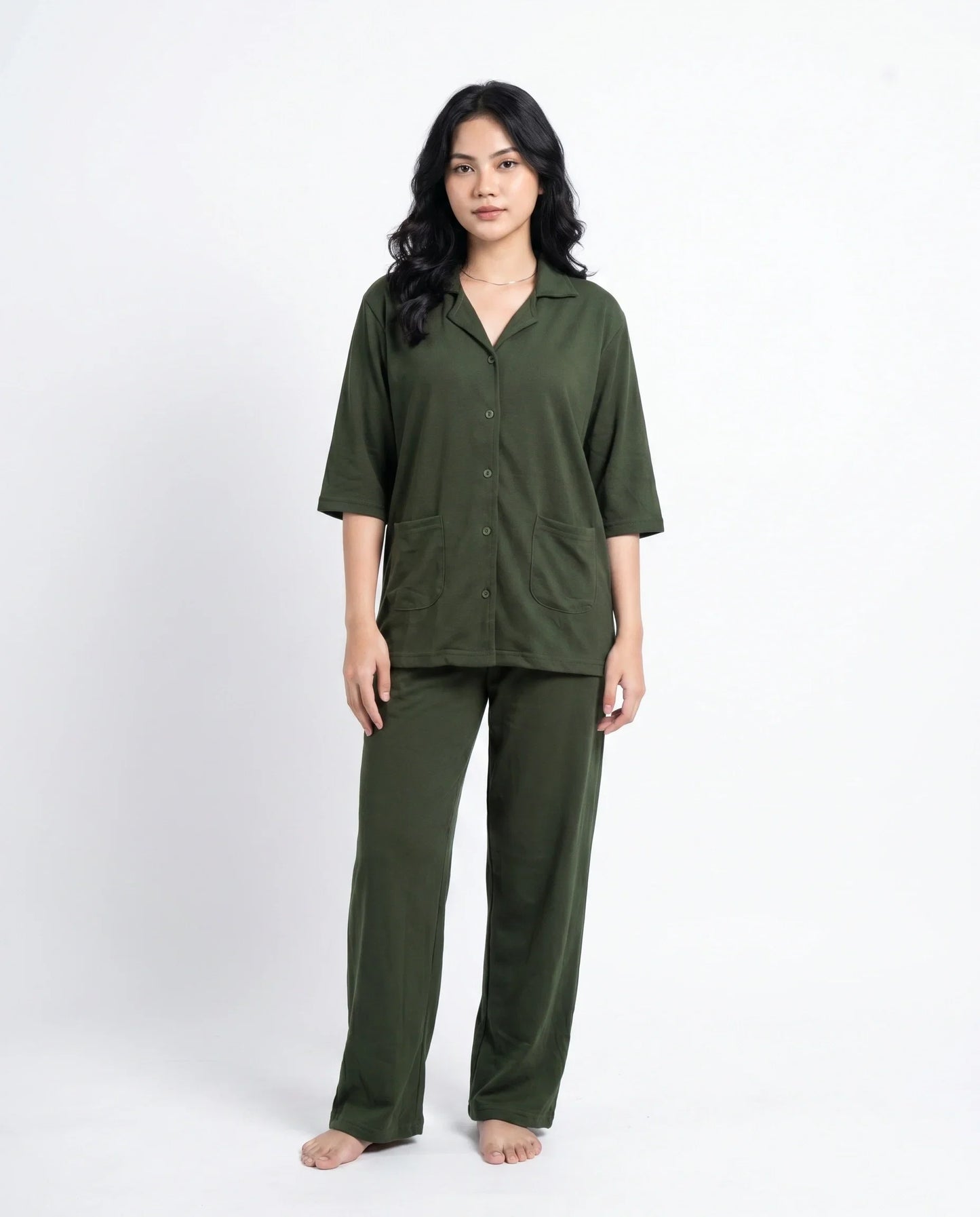Sajiero Summer Loungewear Set Softco Dark Green