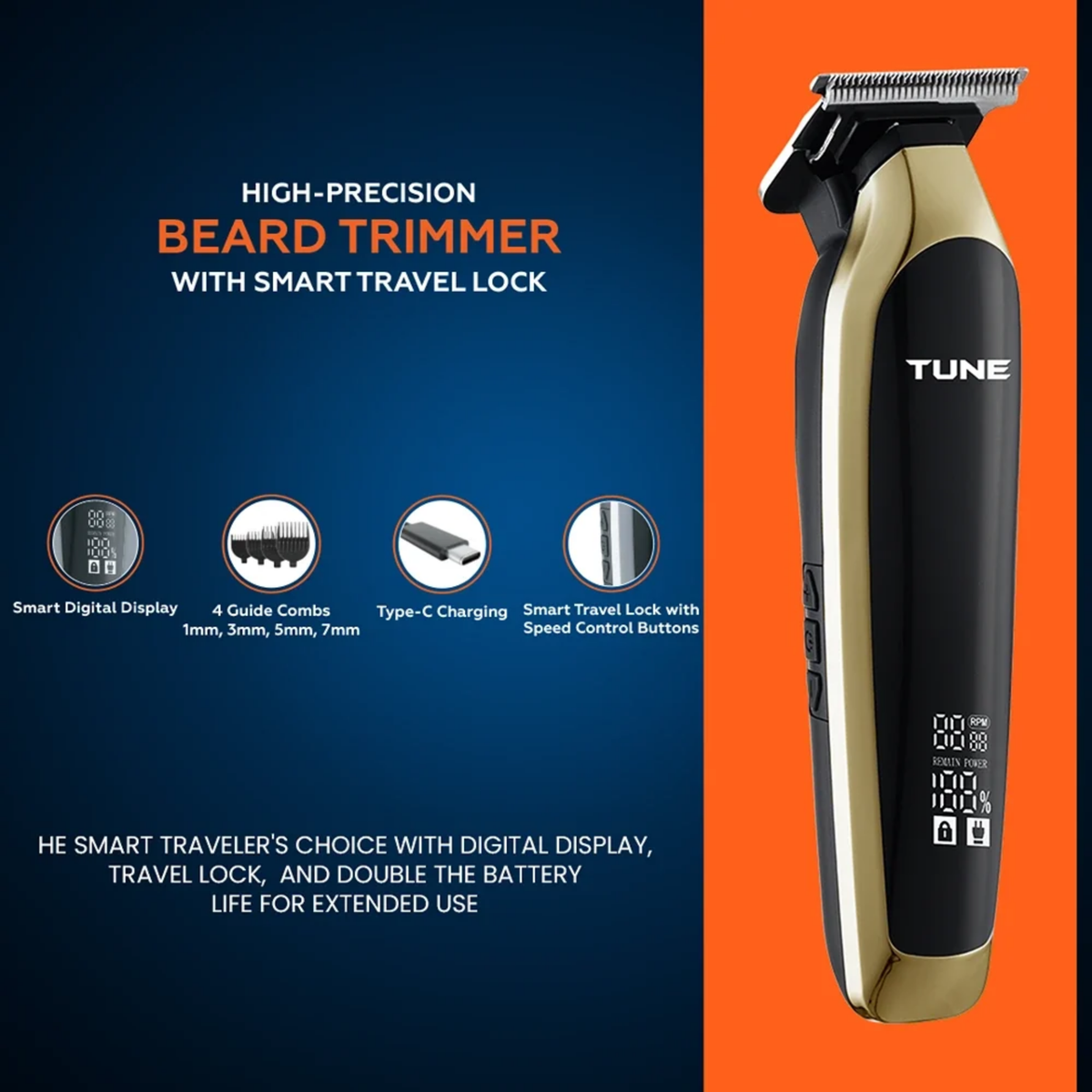 Tune Classic Smart Travel Lock Hair Trimmer - TR303