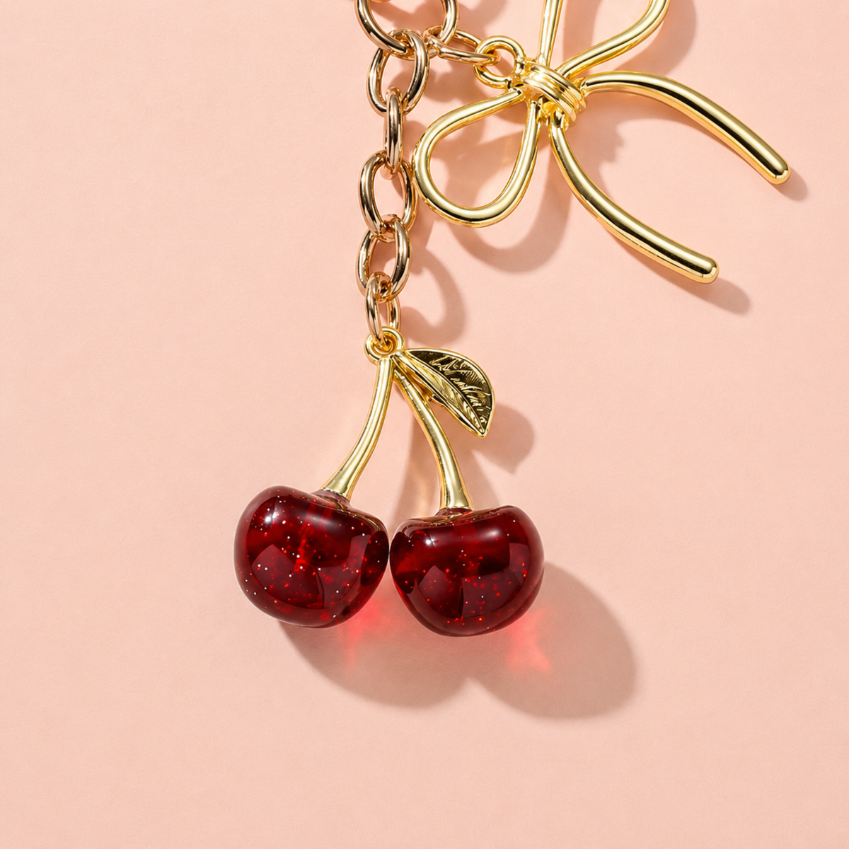VAYL Beauty Shiny Bling Crystal Cherry Keychain