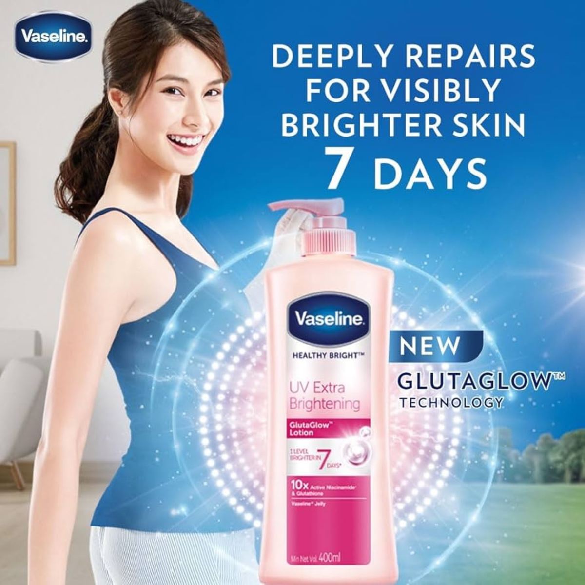 Vaseline Healthy Bright UV Extra Brightening Gluta Glow Lotion 200ml