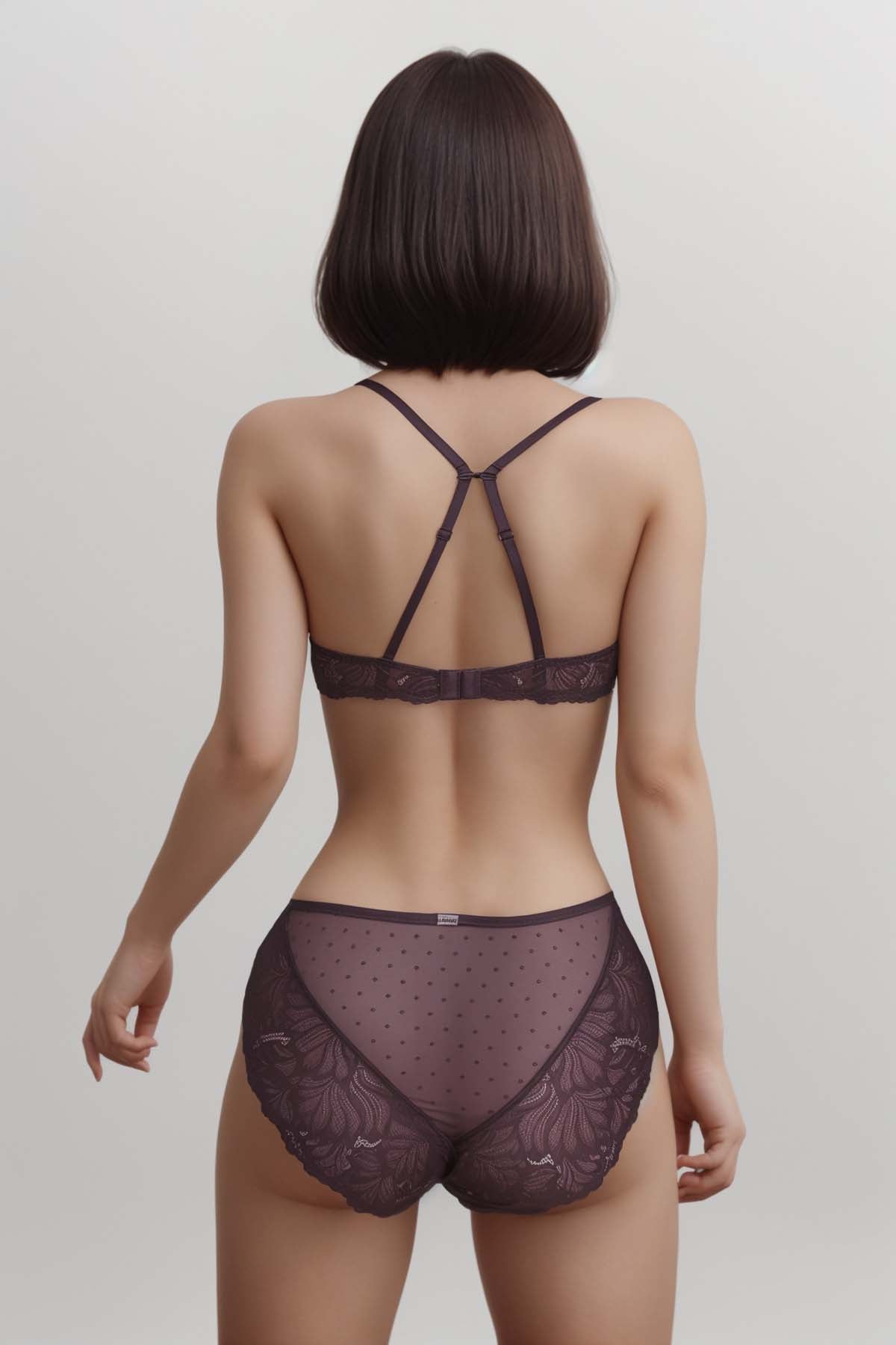 BLS Everly Wired And Padded Lace Bra Set Dark Brown