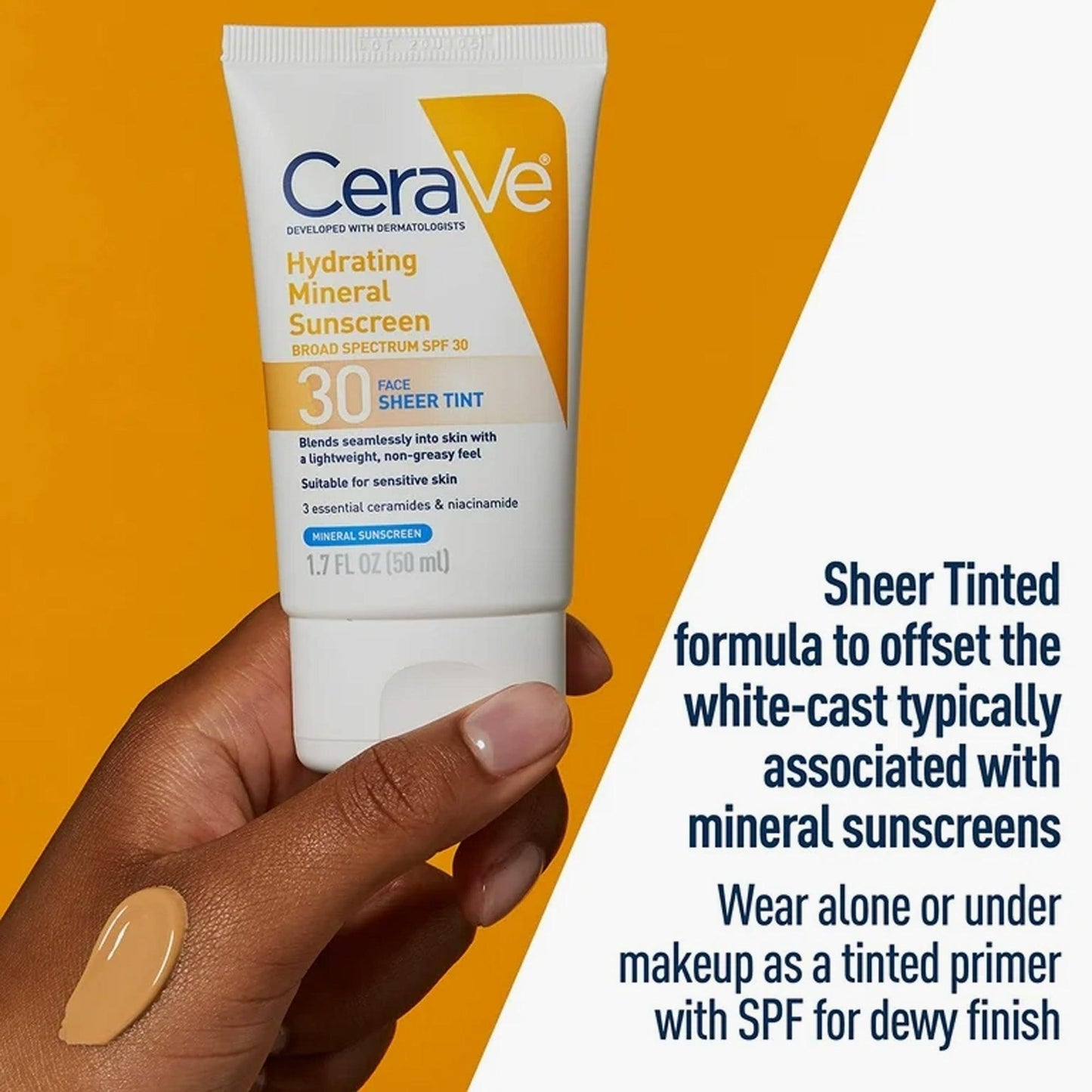 CeraVe Hydrating Mineral Sunscreen SPF30 Face Sheer Tint 50ml
