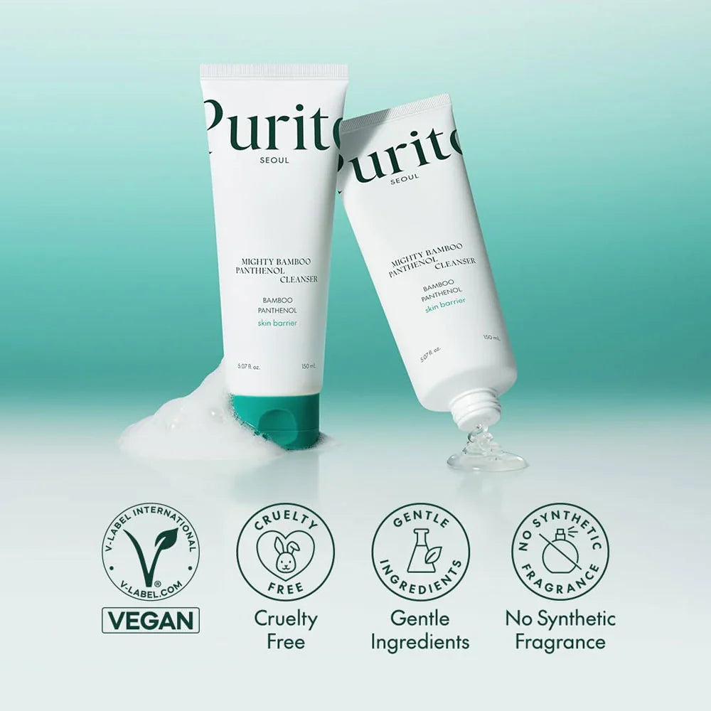 Purito Seoul Mighty Bamboo Panthenol Moisturizing Facial Cleanser + Cream
