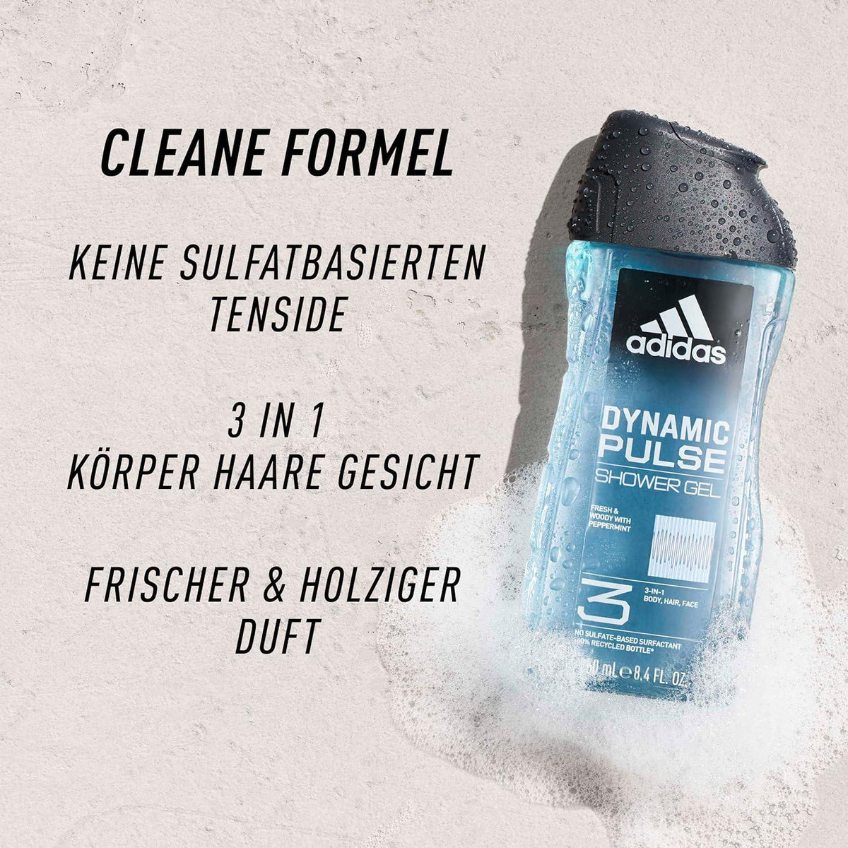 Adidas Dynamic Pulse 3 in 1 Body, Hair, Face Shower Gel 250ml