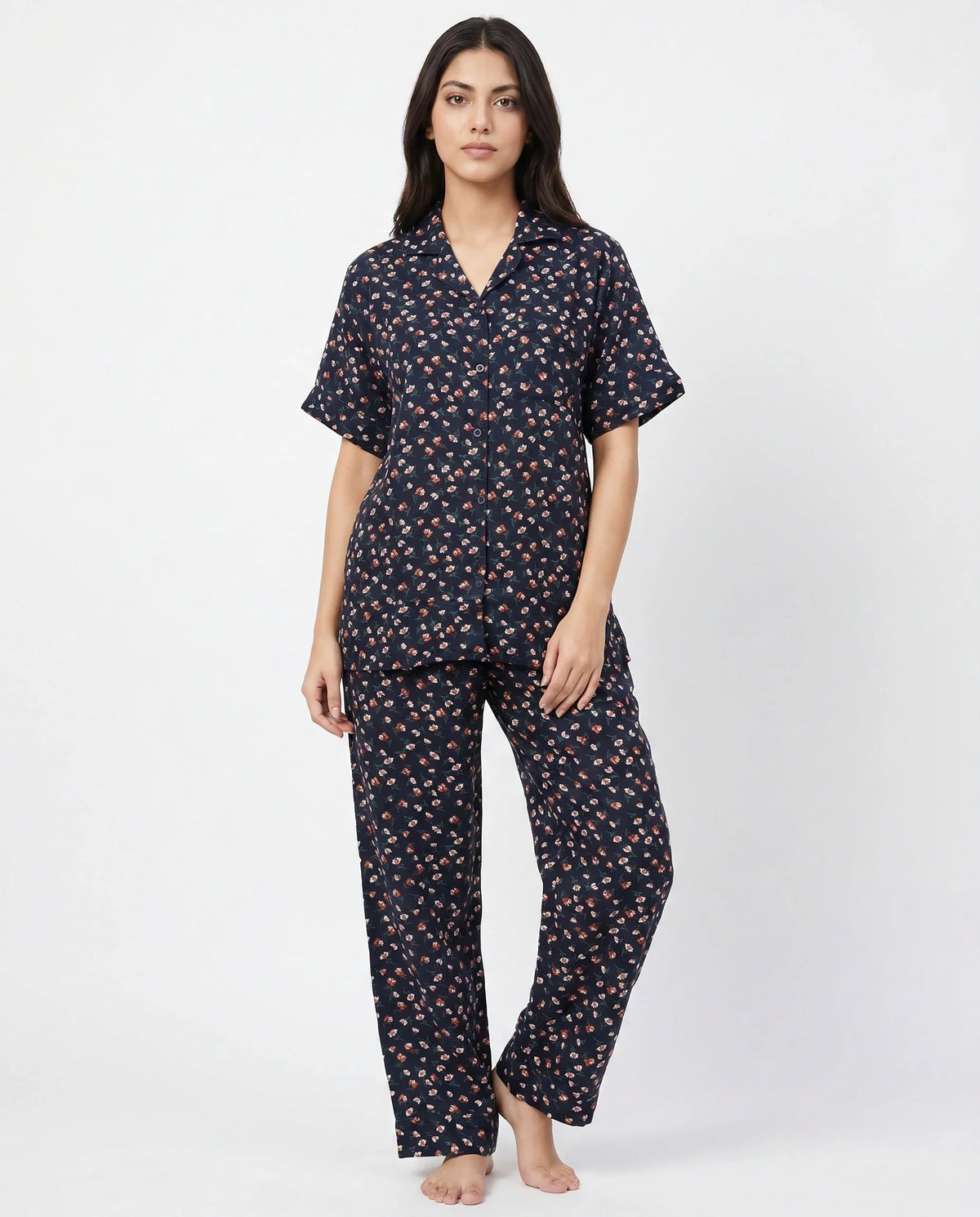 Sajiero Linen Pajama Suit Florine Black