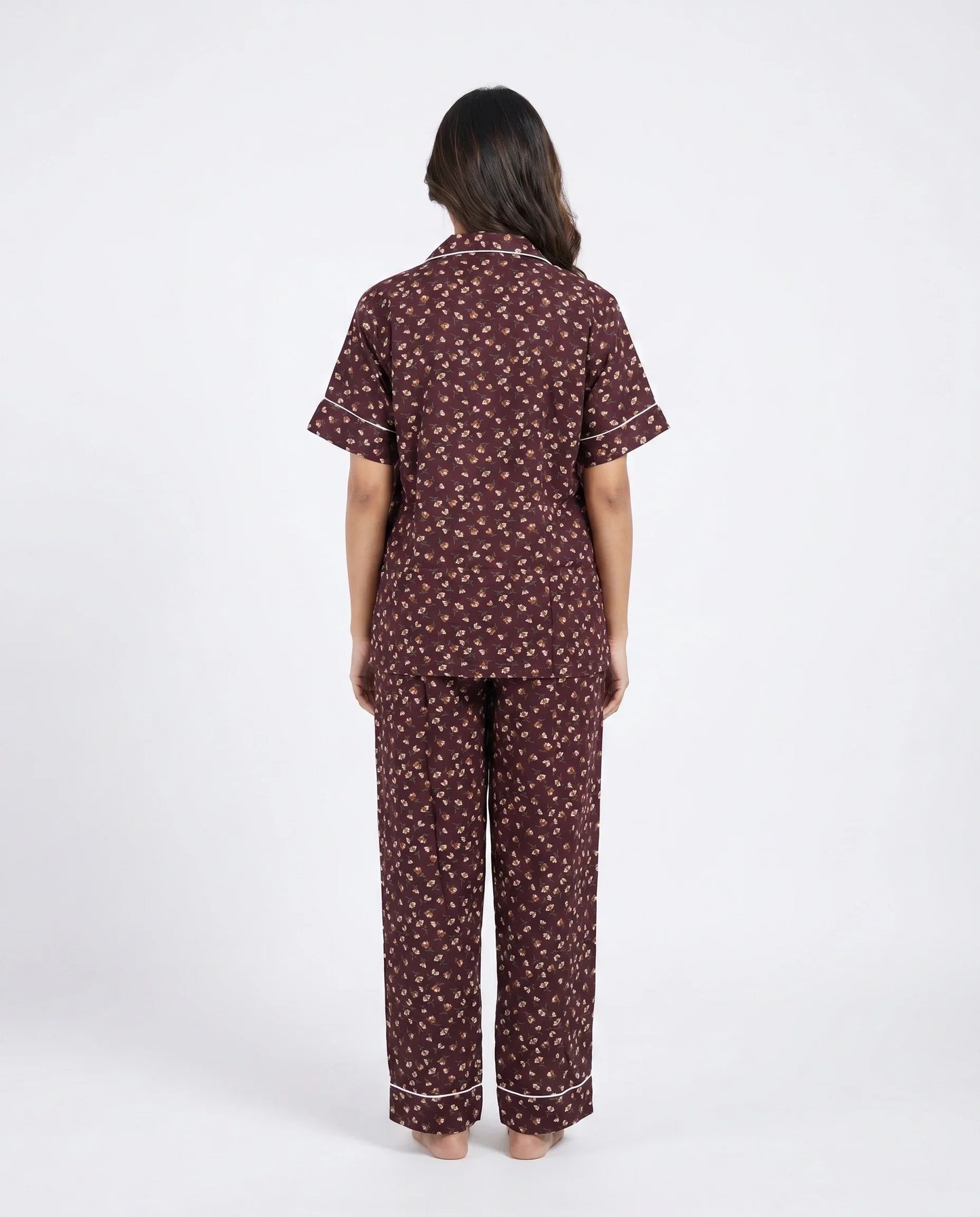Sajiero Linen Pajama Suit Amber Noir