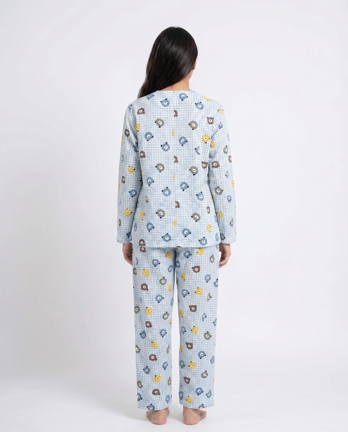 Sajiero Summer Crinkled Pajama Suit Blue Bear