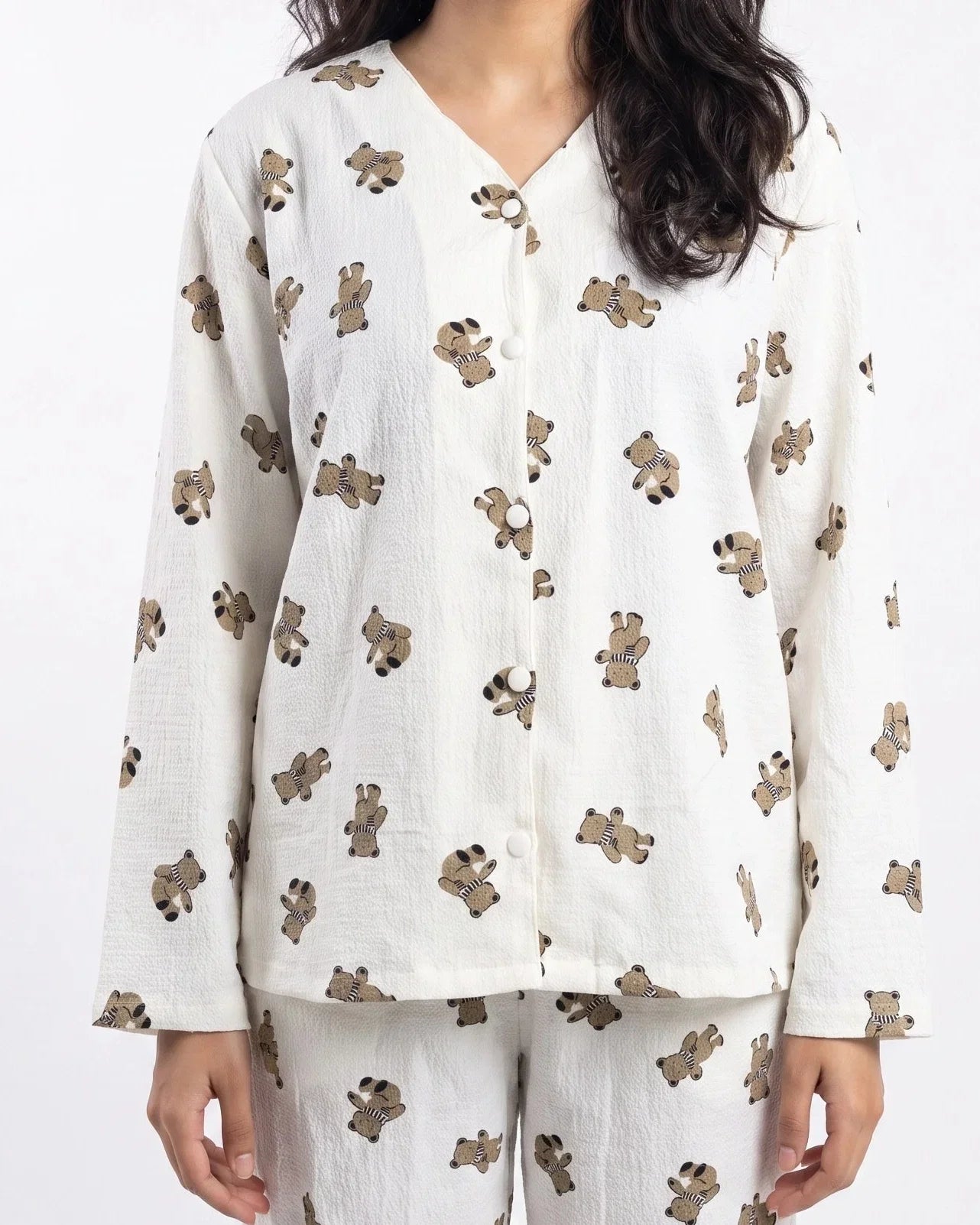 Sajiero Summer Crinkled Pajama Suit Little Teddy