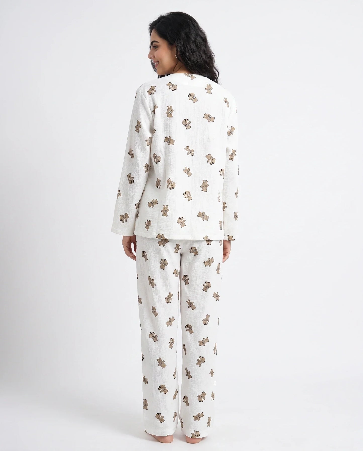 Sajiero Summer Crinkled Pajama Suit Little Teddy