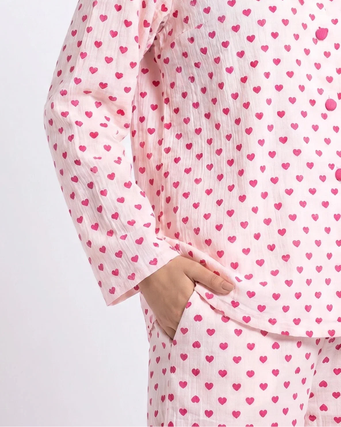Sajiero Summer Crinkled Pajama Suit Love Checks