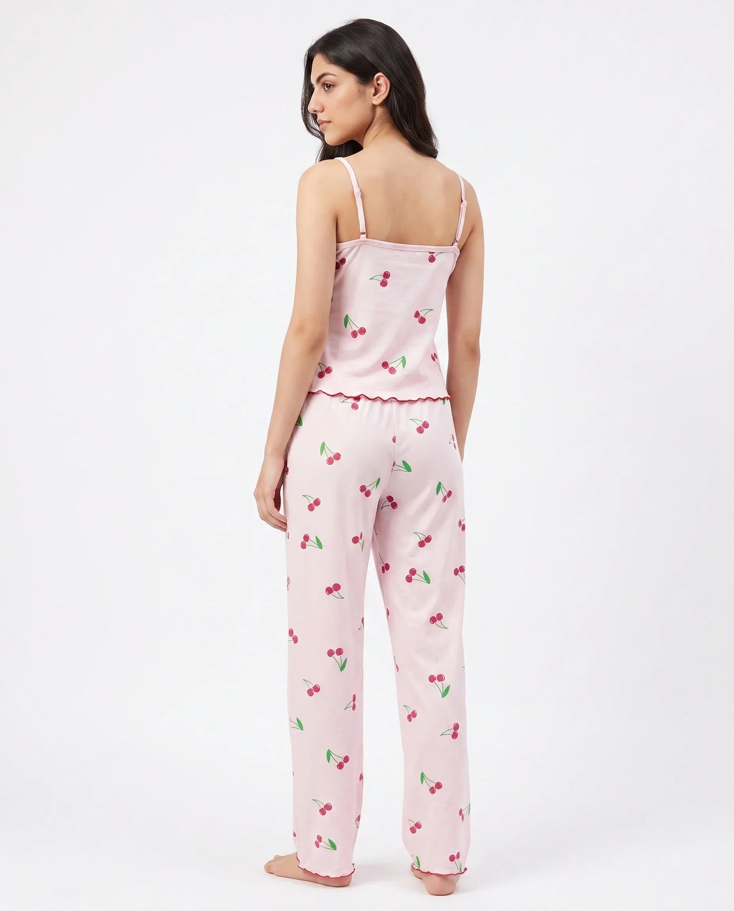 Sajiero Cotton Sleeveless PJ Set Cherry Bliss Pink