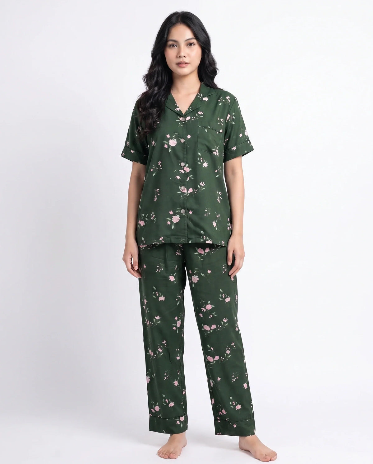 Sajiero Linen Pajama Suit Botanica