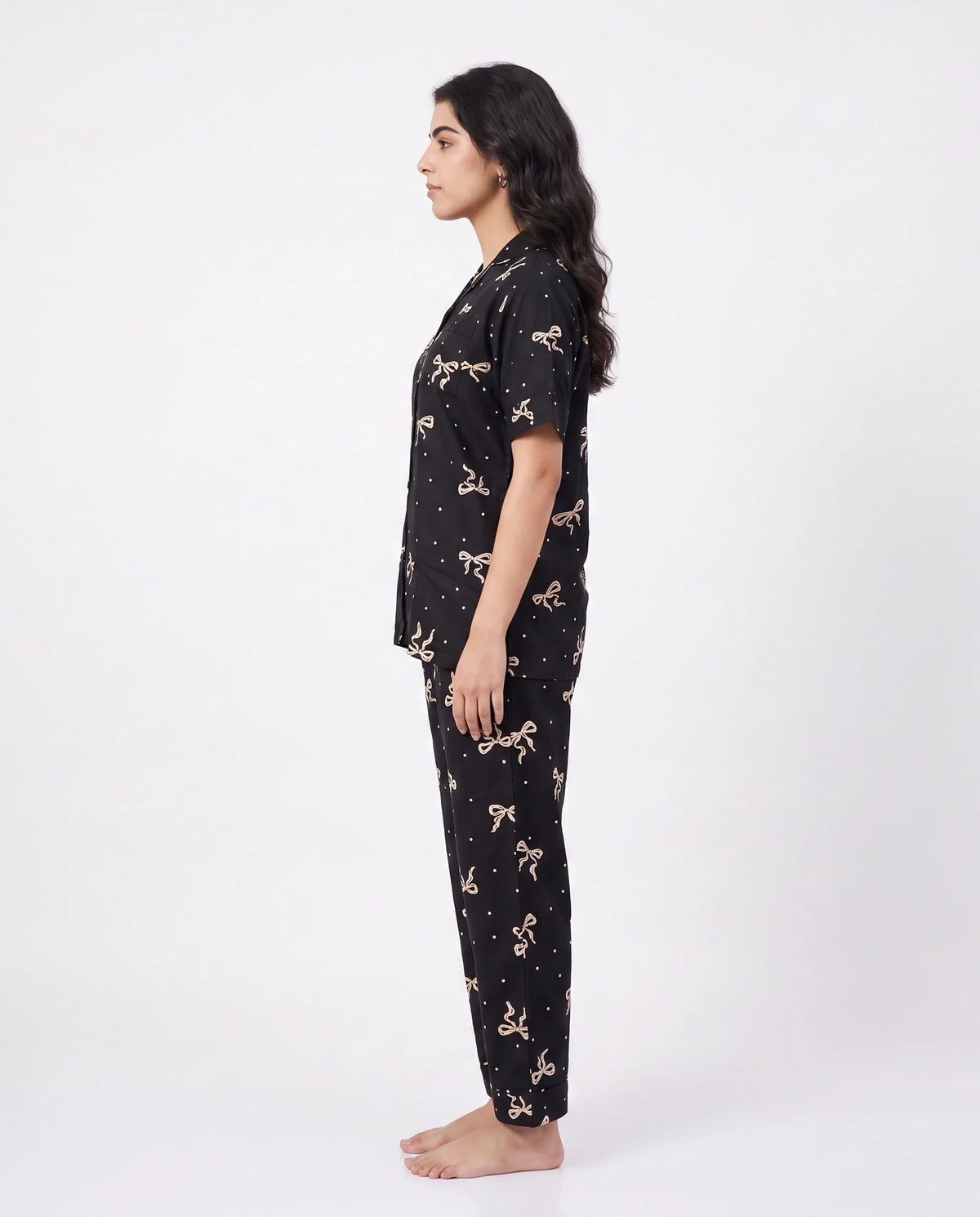 Sajiero Linen PJ Set Golden Bow