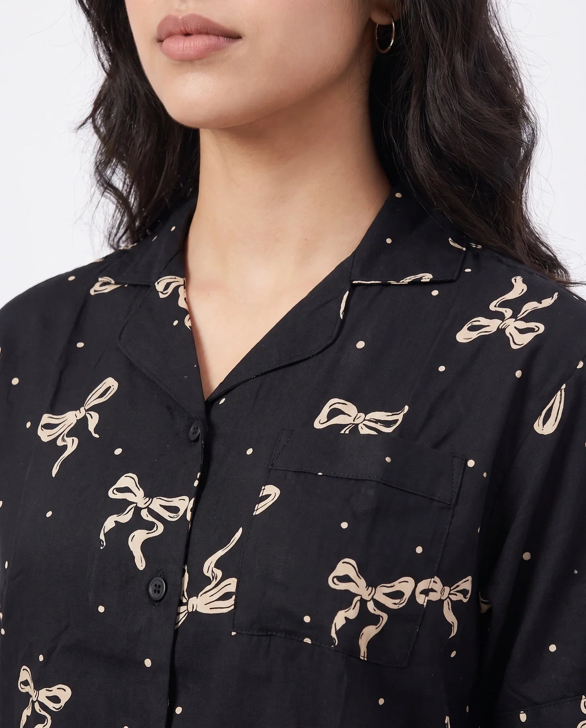 Sajiero Linen PJ Set Golden Bow