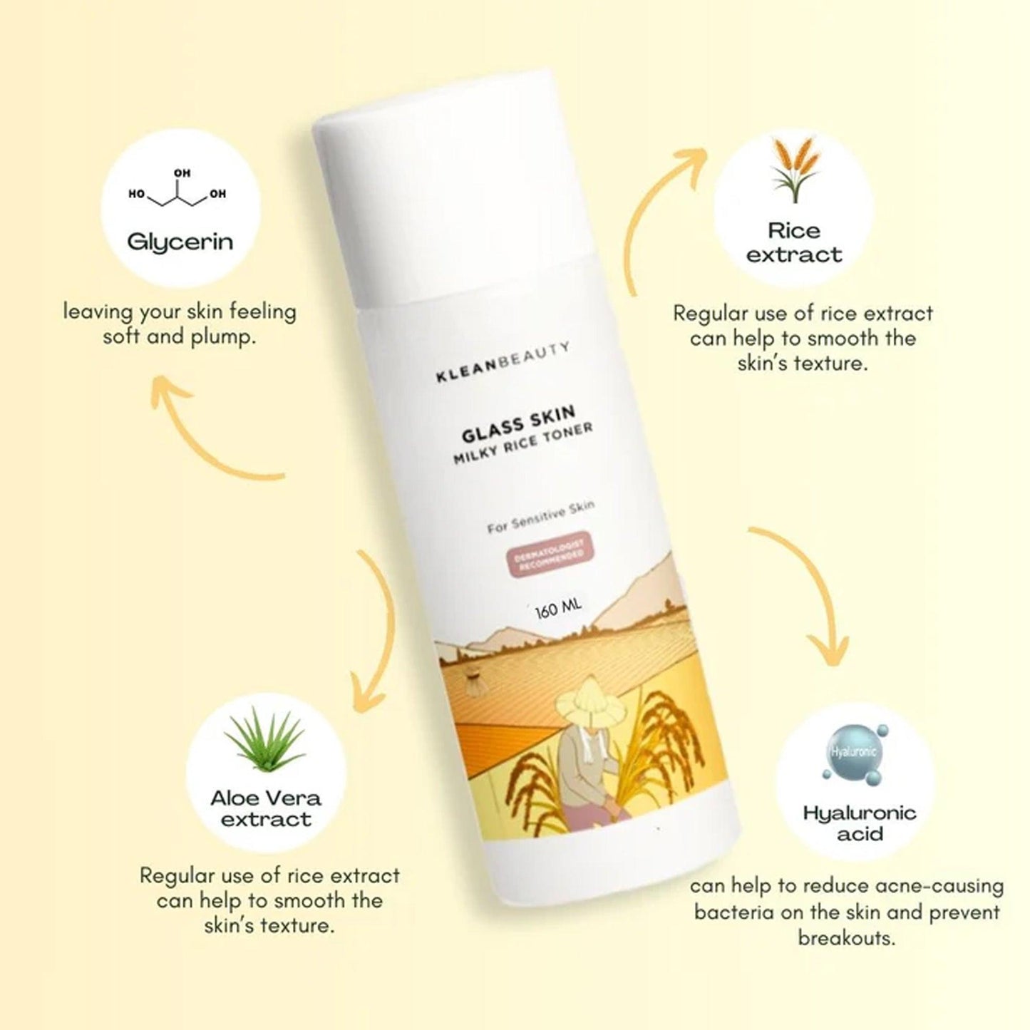 Klean Beauty Glass Skin Milky Rice Toner