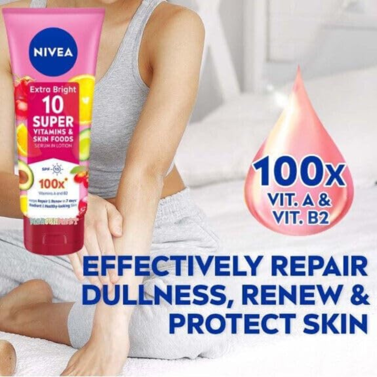 Nivea Extra Bright Body Serum Lotion with 10 Super Vitamins