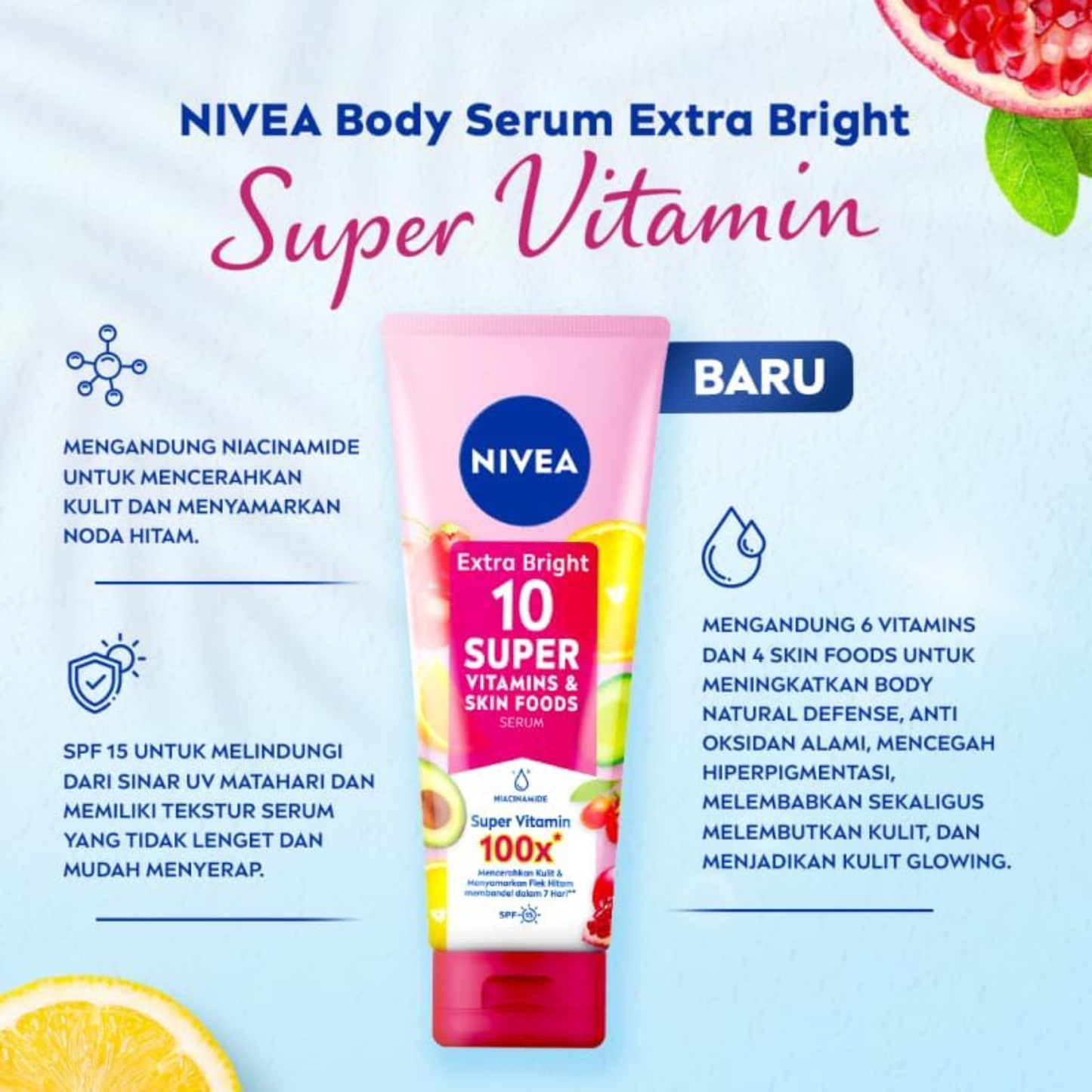 Nivea Extra Bright Body Serum Lotion with 10 Super Vitamins